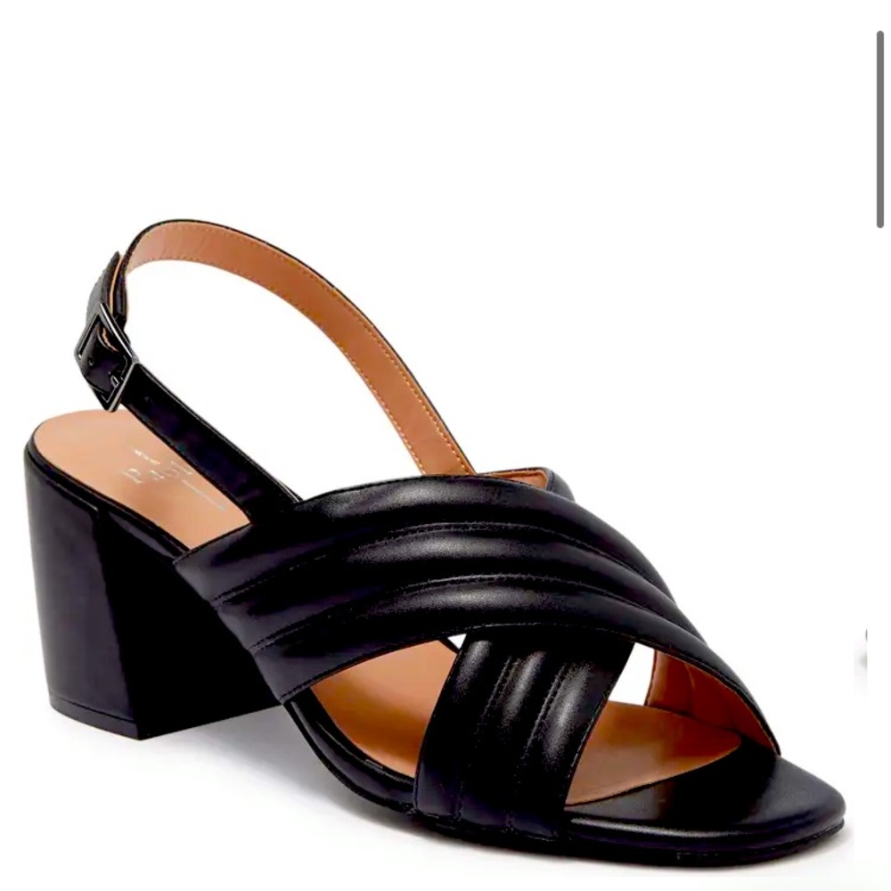Linea Paolo Strappy black sandals heels Faux Leather Size 12 New